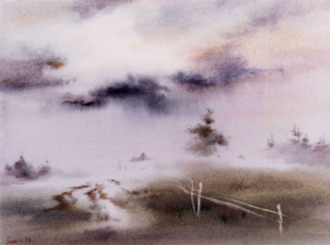 watercolor paintings wet-on-wet artist Shalum Shalumov landscape