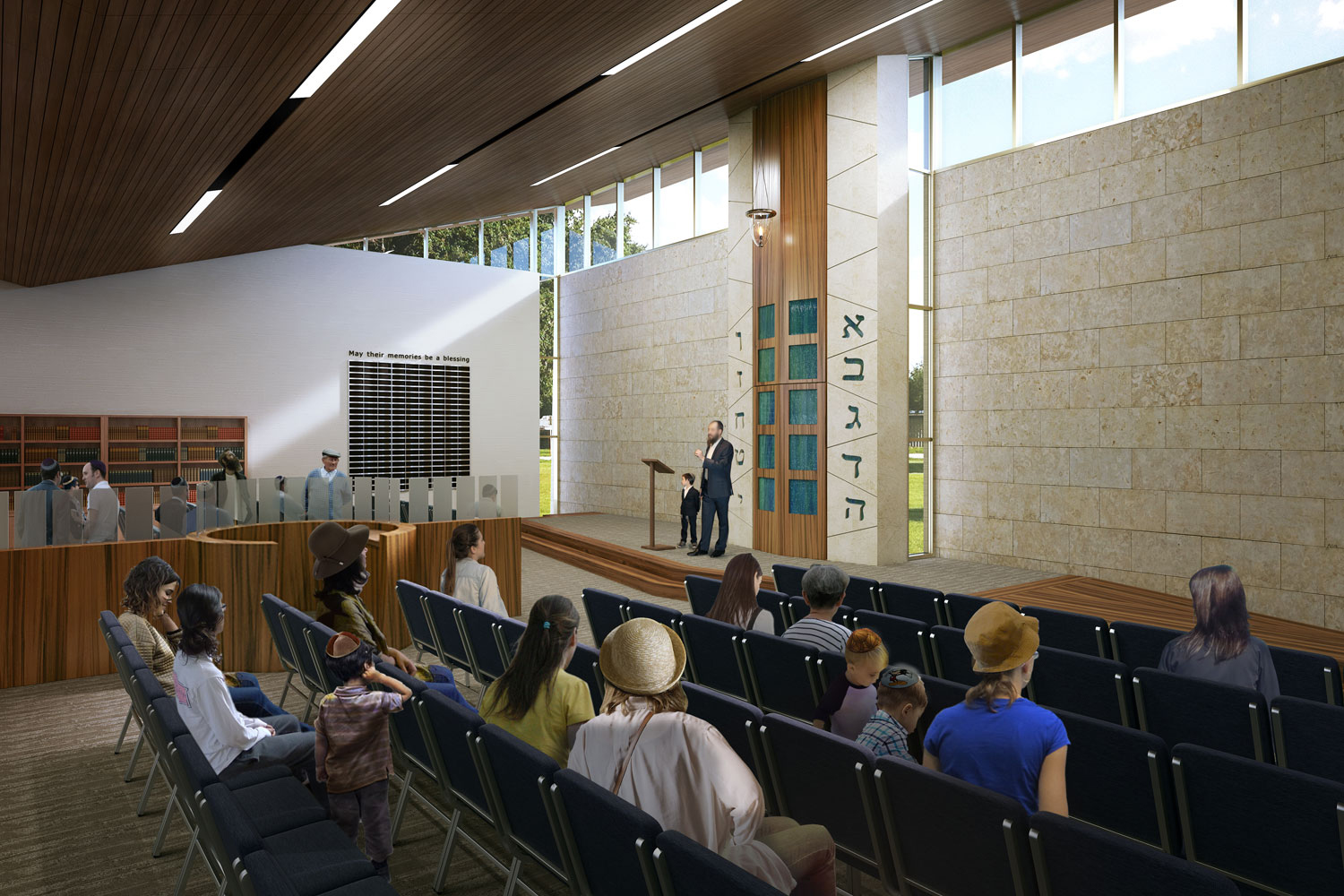 Photorealistic 3d architectural rendering architecture visualization NY NJ New York artistic interior synagogue sanctuary shul