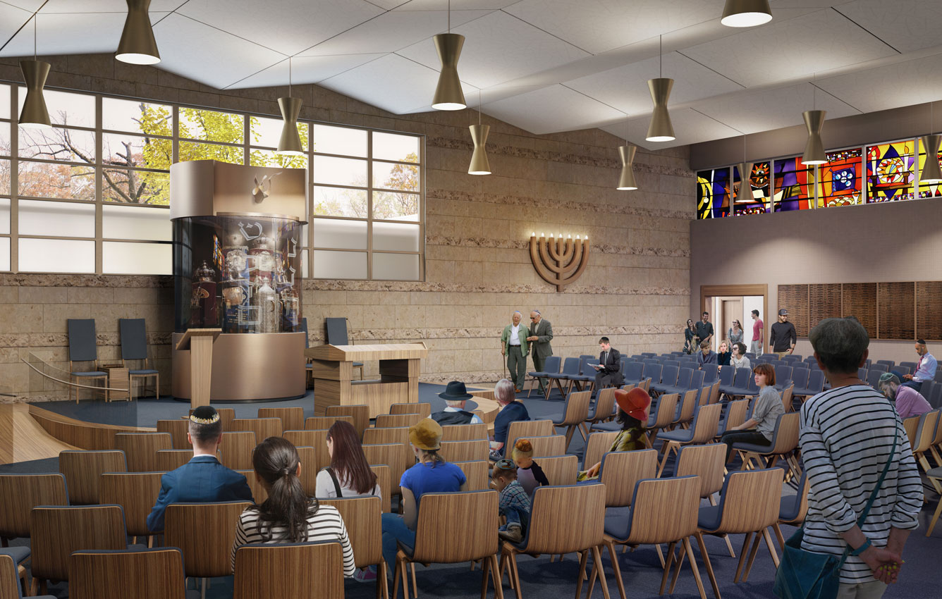Photorealistic 3d architectural rendering architectura visualisation artistic computer graphics interior synagogue Shul Sanctuary