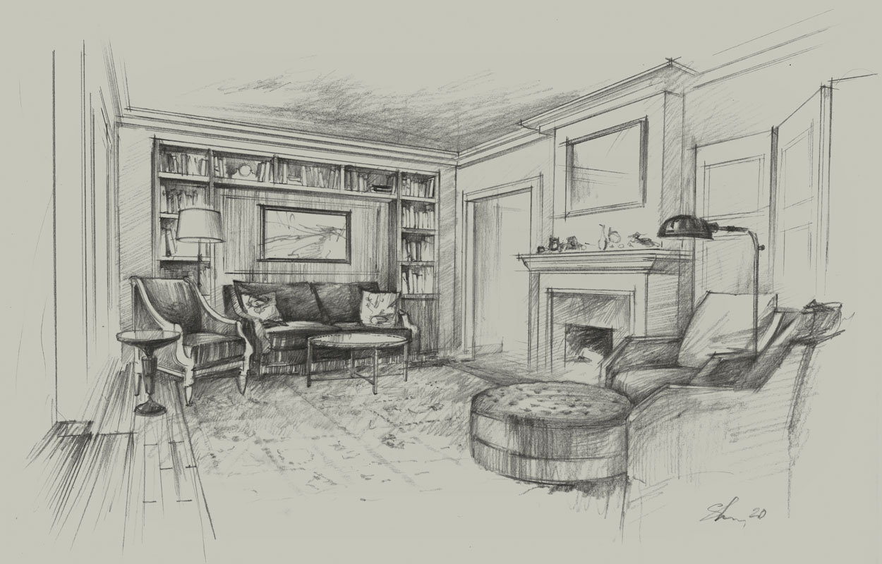 Pencil Picture Of A Living Room